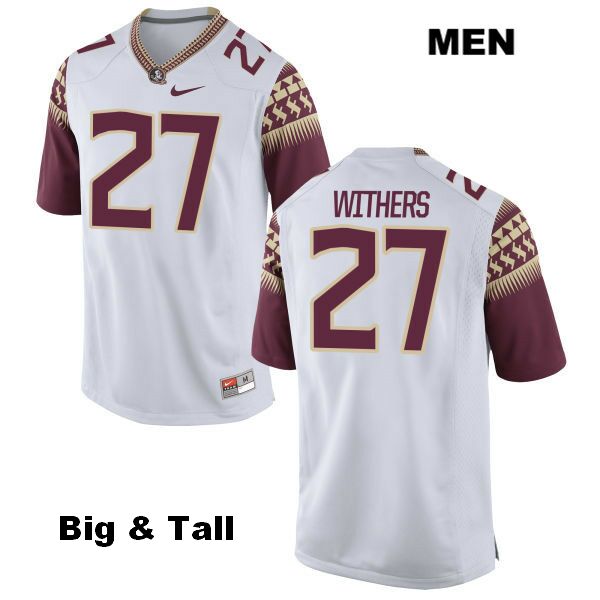 Men's NCAA Nike Florida State Seminoles #27 Tyriq Withers College Big & Tall White Stitched Authentic Football Jersey KLS6669JU